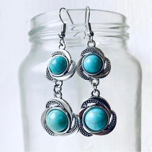 Vintage Silver plated Turquoise Drop earrings